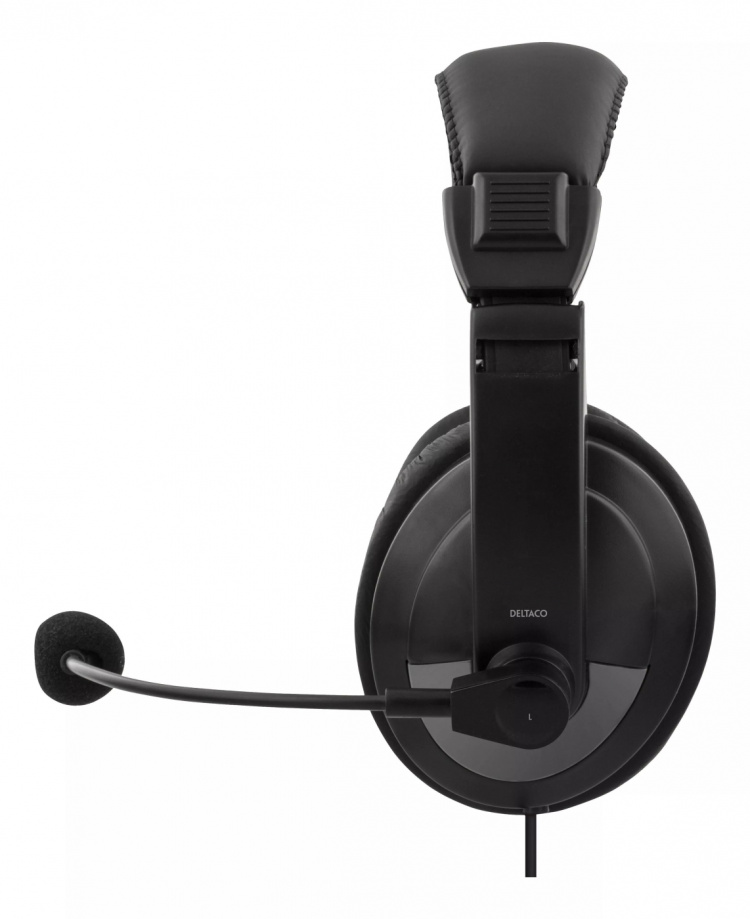 DELTACO USB stereo headset, 40 mm element, 32 ohm, 20Hz-20kHz, svart DELTACO USB stereo headset, 40 mm element, 32 ohm, 20Hz-20kHz, svart