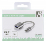 DELTACO USB-C 3.1 Gen 1 till USB-A OTG adapter, alu, retail box,silver