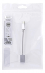 DELTACO USB-C 3.1 Gen 1 till USB-A OTG adapter, alu, vit påse, silver