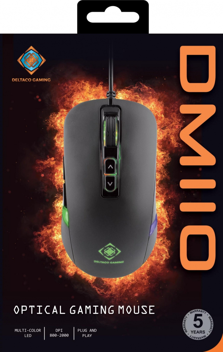 DELTACO GAMING optisk mus, 7 knappar, 