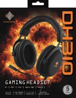 DELTACO GAMING Stereoheadset för gaming, 57mm element, LED-belysning, svart
