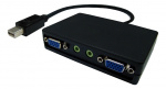 Mini DP - 2xVGA+3,5mm minitele, 1080p i 60Hz, Svart Mini DP - 2xVGA+3,5mm minitele, 1080p i 60Hz, Svart