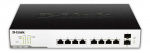 D-Link nätverksswitch, 8xRJ45, 2xSFP, PoE plus, Gigabit, svart/silver