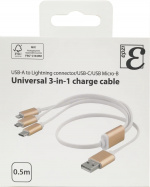 EPZI Multiladdare, USB-C, Lightning, Micro USB, USB-A, 50cm, vit EPZI Multiladdare, USB-C, Lightning, Micro USB, USB-A, 50cm, vit