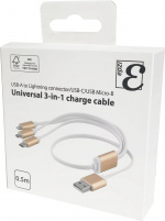 EPZI Multiladdare, USB-C, Lightning, Micro USB, USB-A, 50cm, vit EPZI Multiladdare, USB-C, Lightning, Micro USB, USB-A, 50cm, vit