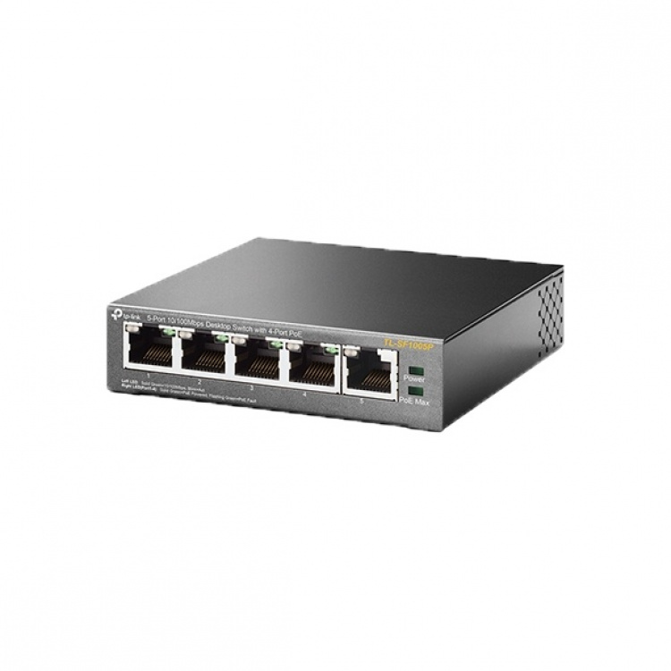 TP-Link Skrivbordsswitch, 4-portar, PoE, 100 Mbps, 58W, svart