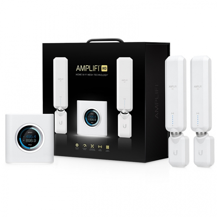 Ubiquiti AmpliFi hemrouter, 2x Meshpunkter, Plug and Play, Upp till 5