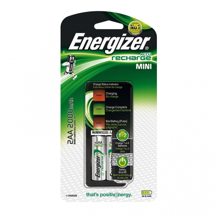 Energizer NiMH Batteriladdare AA / AAA | 1.2 V DC | 2x AA/LR6 | Euro | Batteritypsenergi: AA | Svart