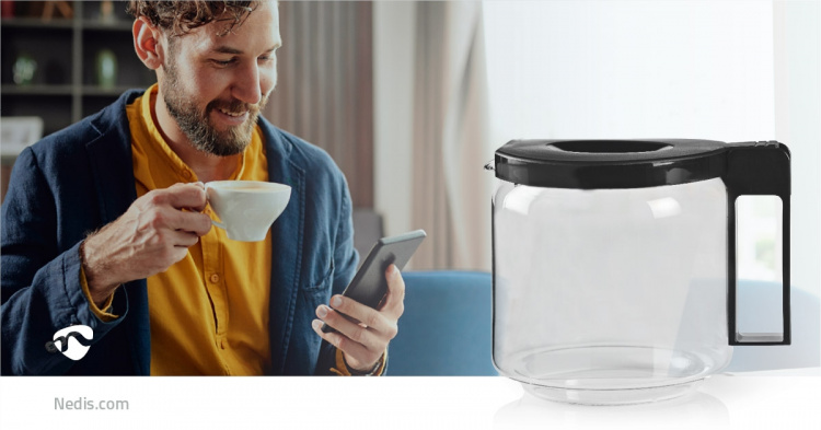 Nedis Glass kaffekannan | Kompatibel med: Moccamaster CD / GCS / KBG / Excellent 10SN | 1.25 l | Svart