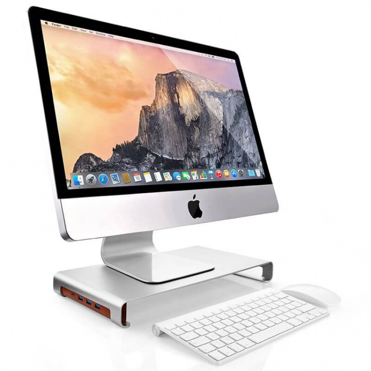 Desire2 Monitorställ Riser Universal 3x USB-A, 1x Type-C, Silver