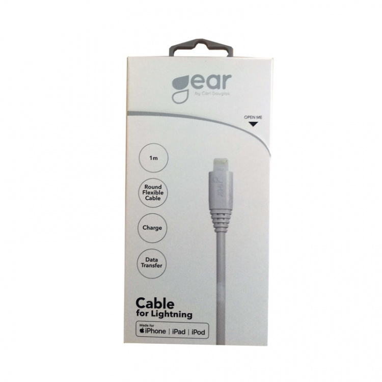 Gear Rund Laddkabel Lightning till USB-A 1m Vit MFI