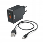 Hama Laddare 220V Micro-USB 3A lös kabel 1.5m QC 3.0