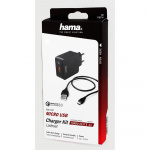 Hama Laddare 220V Micro-USB 3A lös kabel 1.5m QC 3.0