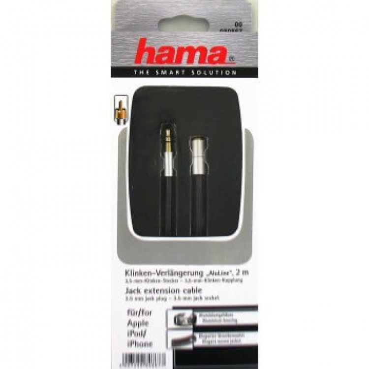 Hama Mobile Förlängningskab 3,5mm Aluline Fit iPhone 2m Hama Mobile Förlängningskab 3,5mm Aluline Fit iPhone 2m