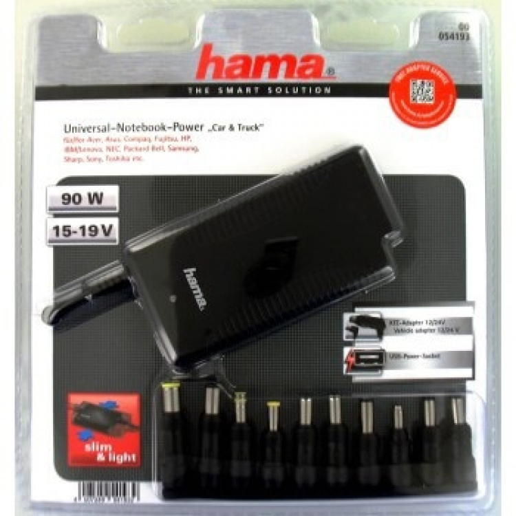 Hama Nätdel Notebook Universal 12-30V 15-19V/90W 10x Adapter