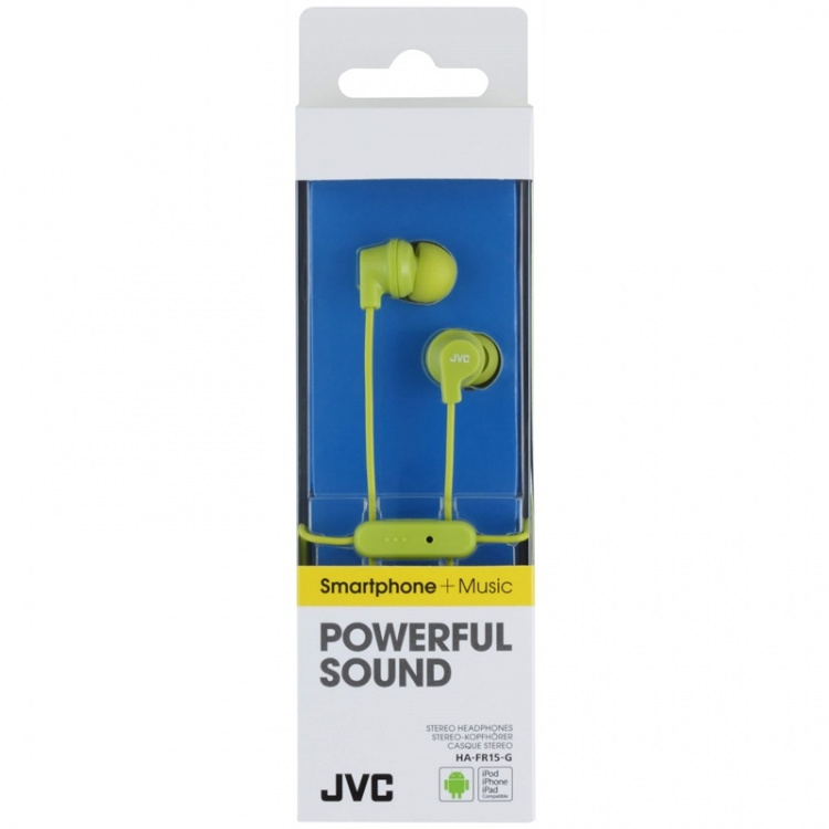 JVC Hörlur FR15 In-Ear Remote Mic Grön