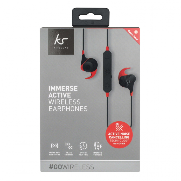 KitSound Hörlur Immerse Active ANC In-Ear Trådlös Röd KitSound Hörlur Immerse Active ANC In-Ear Trådlös Röd