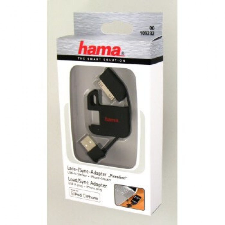 Hama iPhone3/4 USBladdare Mini Travel mini-laddare och synk MFI