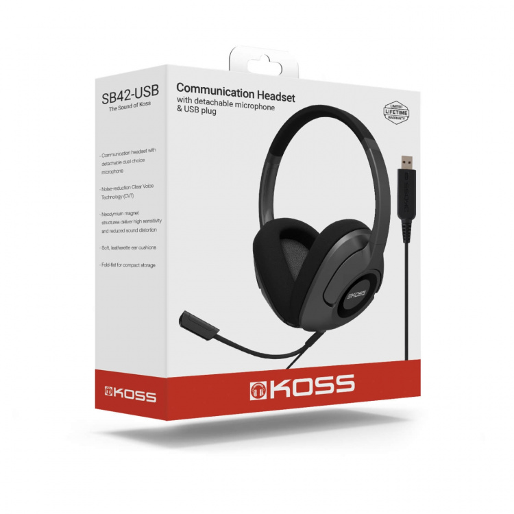 Koss Headset SB42 USB Over-Ear Mic Remote Svart