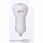 Gear Laddare 12-24V 1xUSB 1A Vit MicroUSB Kabel Rund 1m