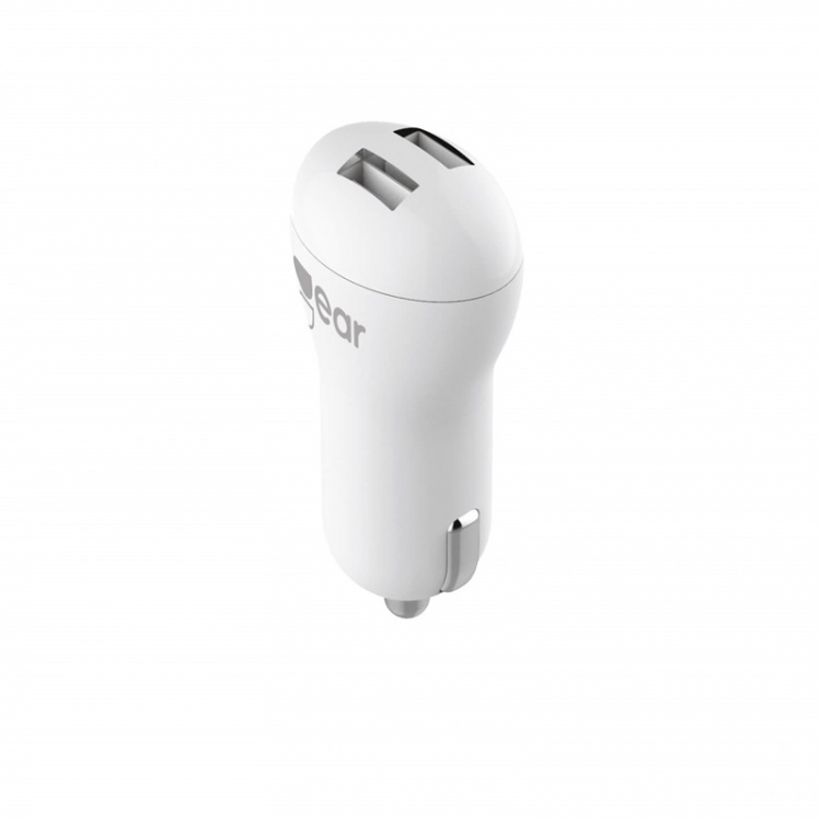 GEAR Laddare 12-24V 2xUSB 2,4A Vit MicroUSB Kabel Rund 1m GEAR Laddare 12-24V 2xUSB 2,4A Vit MicroUSB Kabel Rund 1m