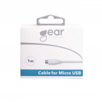 Gear Rund Laddkabel MicroUSB till USB-A 1m Vit