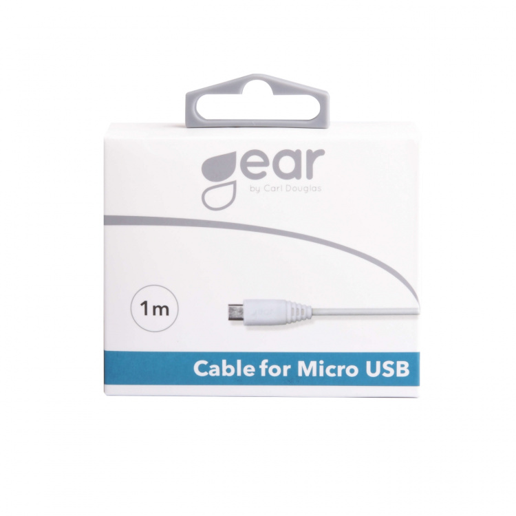 Gear Rund Laddkabel MicroUSB till USB-A 1m Vit