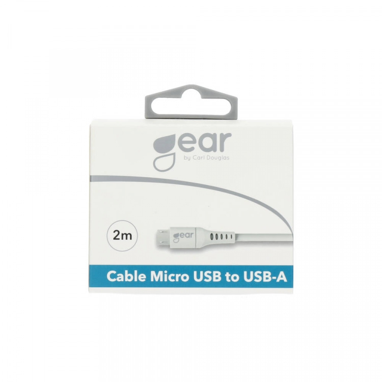 Gear Rund Laddkabel MicroUSB till USB-A 2m Vit Gear Rund Laddkabel MicroUSB till USB-A 2m Vit
