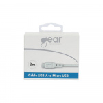 Gear Rund Laddkabel MicroUSB till USB-A 3m Vit Gear Rund Laddkabel MicroUSB till USB-A 3m Vit