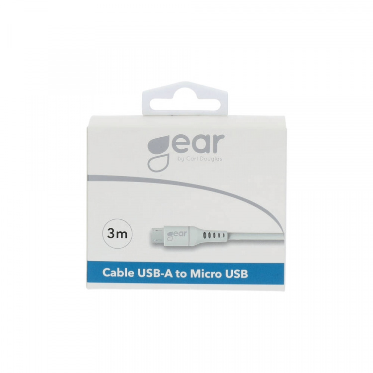 Gear Rund Laddkabel MicroUSB till USB-A 3m Vit Gear Rund Laddkabel MicroUSB till USB-A 3m Vit