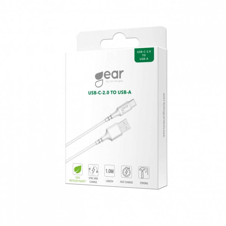Gear Laddkabel USB-A till USB-C 2.0 1m Vit Rund Gear Laddkabel USB-A till USB-C 2.0 1m Vit Rund