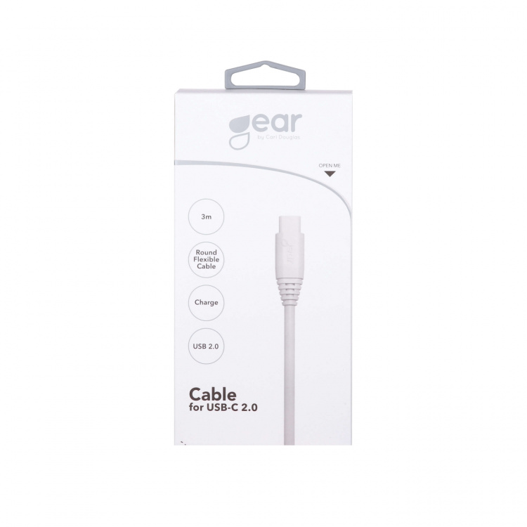 Gear Laddkabel USB-A till USB-C 2.0 3m Vit Rund