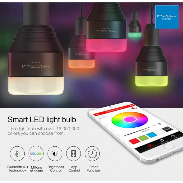 MiPow Playbulb Smart Vit RGB BT 280lumen 5W E27 MiPow Playbulb Smart Vit RGB BT 280lumen 5W E27