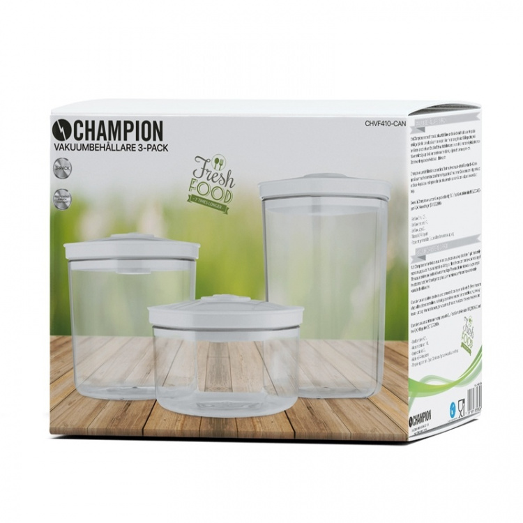 Champion Vakuumbehållare Universal 3-pack (0,7L 1,4L 2L) Champion Vakuumbehållare Universal 3-pack (0,7L 1,4L 2L)
