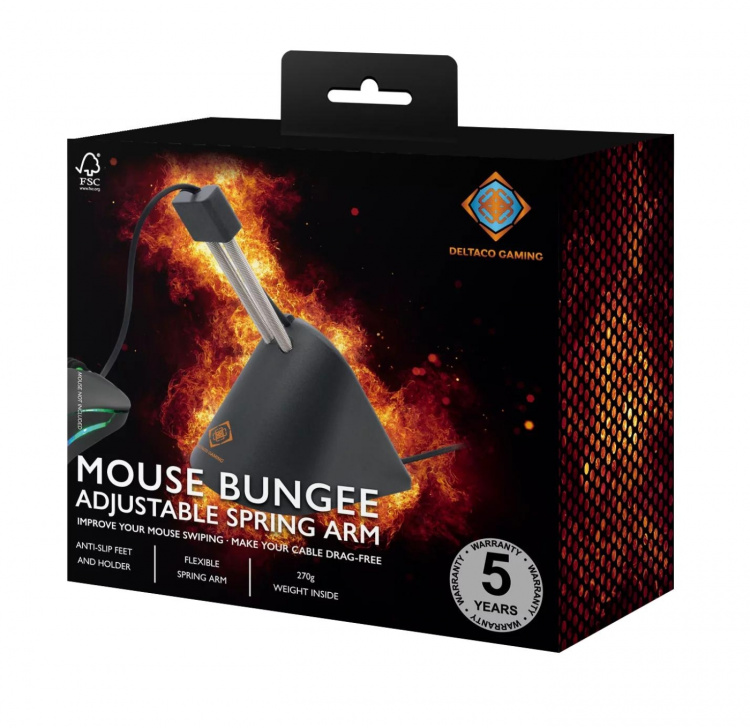 DELTACO GAMING kabelhållare för möss, svart/silver