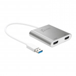 J5 USB 3.0 till Dual-HDMI, Flerskärmsadapter, 4K, USB 3.0, silver