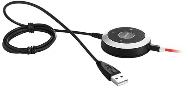 Jabra EVOLVE 40 MS Stereo, 3,5mm, USB, MS Lync, svart/röd