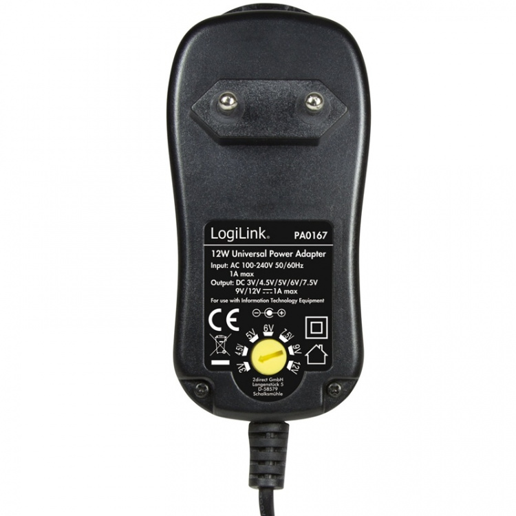 LogiLink Nätadapter 230V-> 3-12V 1A 12W
