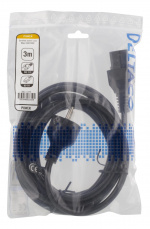 DELTACO apparatkabel IEC 60320 C15 - CEE 7/7, 3m, svart