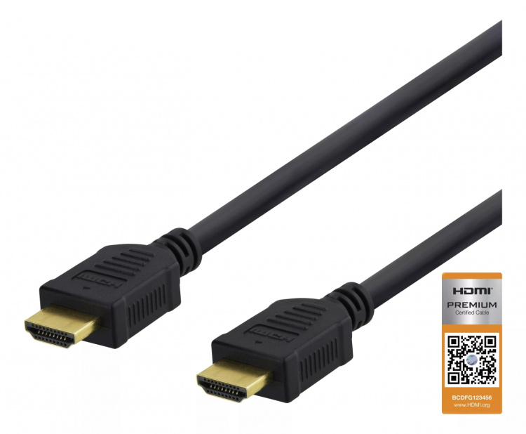 DELTACO High-Speed Premium HDMI-kabel, 3m, Ethernet, 4K UHD, svart