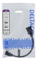 DELTACO Flexibel HDMI-adapter, 0,2 m, vinklad upp, HDMI M/F, UHD, svar DELTACO Flexibel HDMI-adapter, 0,2 m, vinklad upp, HDMI M/F, UHD, svar