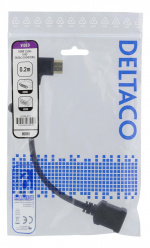 DELTACO Flexibel HDMI-adapter, 0,2 m, vinklad vänster, HDMI M/F, UHD,
