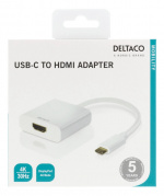 DELTACO USB-C till HDMI adapter, 4096x2160 30Hz, vit DELTACO USB-C till HDMI adapter, 4096x2160 30Hz, vit