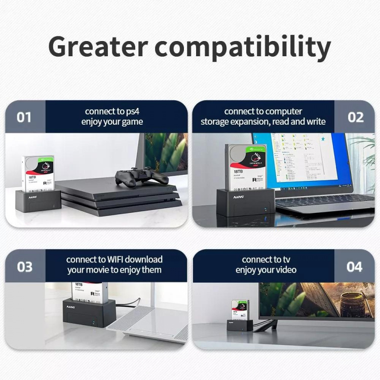 Extern hårddiskdocka, USB-B, 3,5