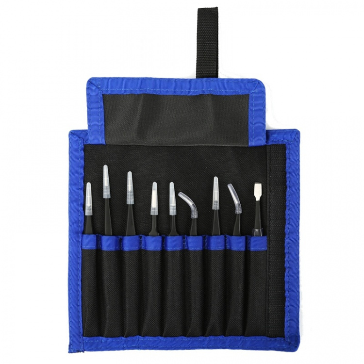 Pincettsats, 9 delar, ESD, svart Pincettsats, 9 delar, ESD, svart