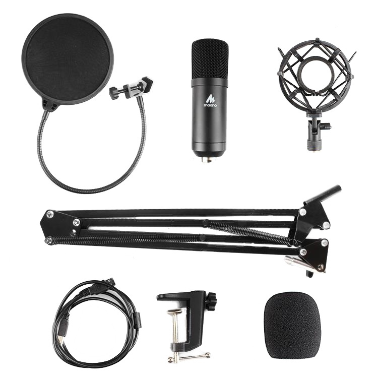 MAONO USB Podcasting Microphone Kit, mikrofon, arm med fäste, filter