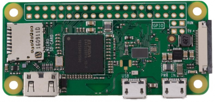 Raspberry Pi Zero W, separat GPIO-stiftlist, WiFi+BT, microSD, grön