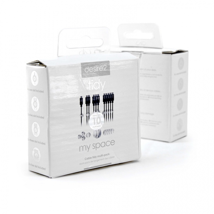 Desire2 Kabelclips Tidy 10Pack Vit 4X1 Kabel, 2X2 Kablar, 2X3 Kablar, 2X4 Kablar