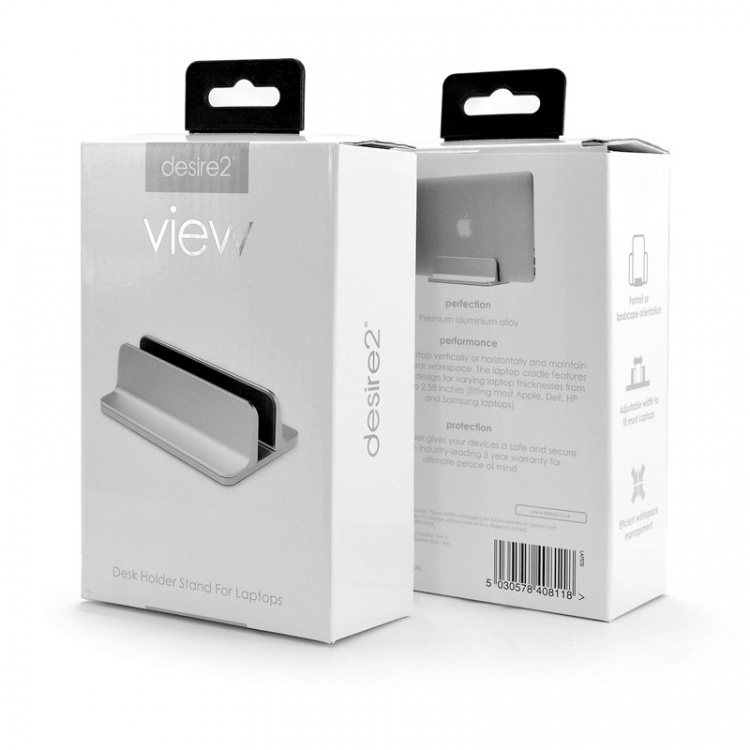 Desire2 Bordsställ för Mac/Ultrabooks Justerbar Aluminium Silver