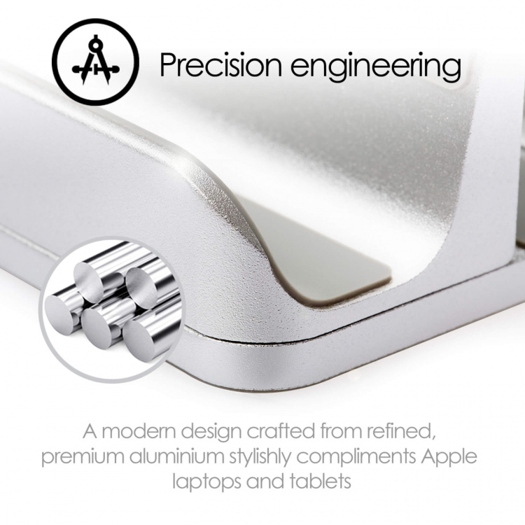 Desire2 Dubbelt Bordsställ för Tablets Mac/Ultrabooks Justerbar Aluminium Silver